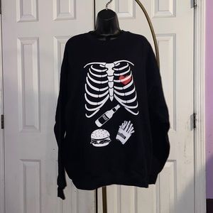 NWOT Skeleton/Tummy X-Ray Black SweatShirt 2XL
